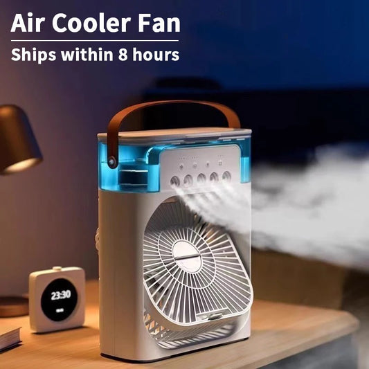 Portable Mini Air Cooler Humidifier LED Fan